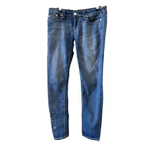 True Religion Men's Skinny Big T Jeans Denim Pants Size 34 x 31 Blue Low Rise